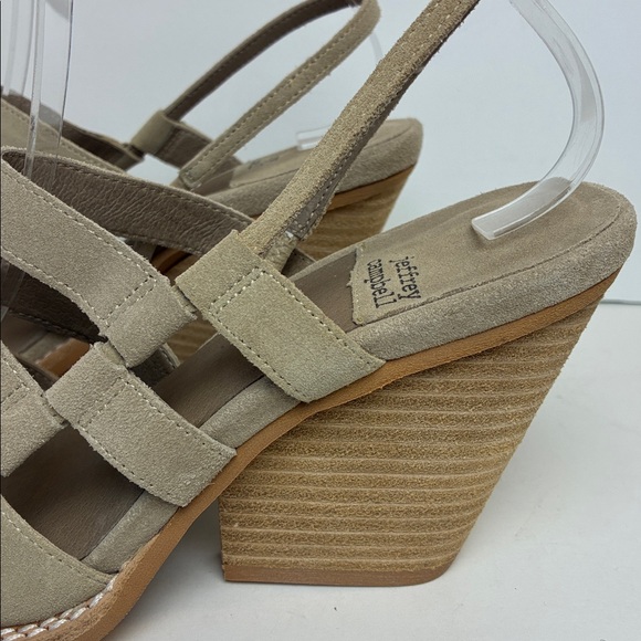 Jeffrey Campbell Caroline Beige Suede Ankle Strap Pointy Pumps 8 Slingback NEW - Picture 8 of 16